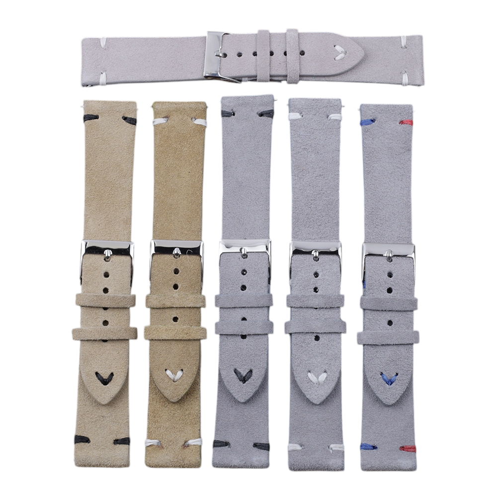 White Smoke Handmade Artisan Hand-Flipped Suede Watch Strap for Rolex, Omega, Seiko, IWC, Tudor, Hamilton, Cartier, Panerai, Patek Philippe, Breitling - Rugged Vintage Texture Series - 18mm 20mm 22mm 24mm 26mm - Aethelgard