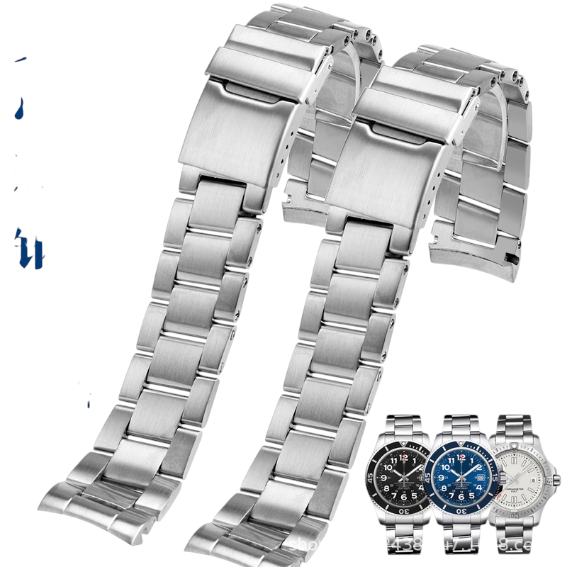 White Smoke Replacement Strap for Breitling Superocean-Navitimer-Avenger Arc - Solid Arc-Mouth Stainless Steel - Aethelgard Atelier