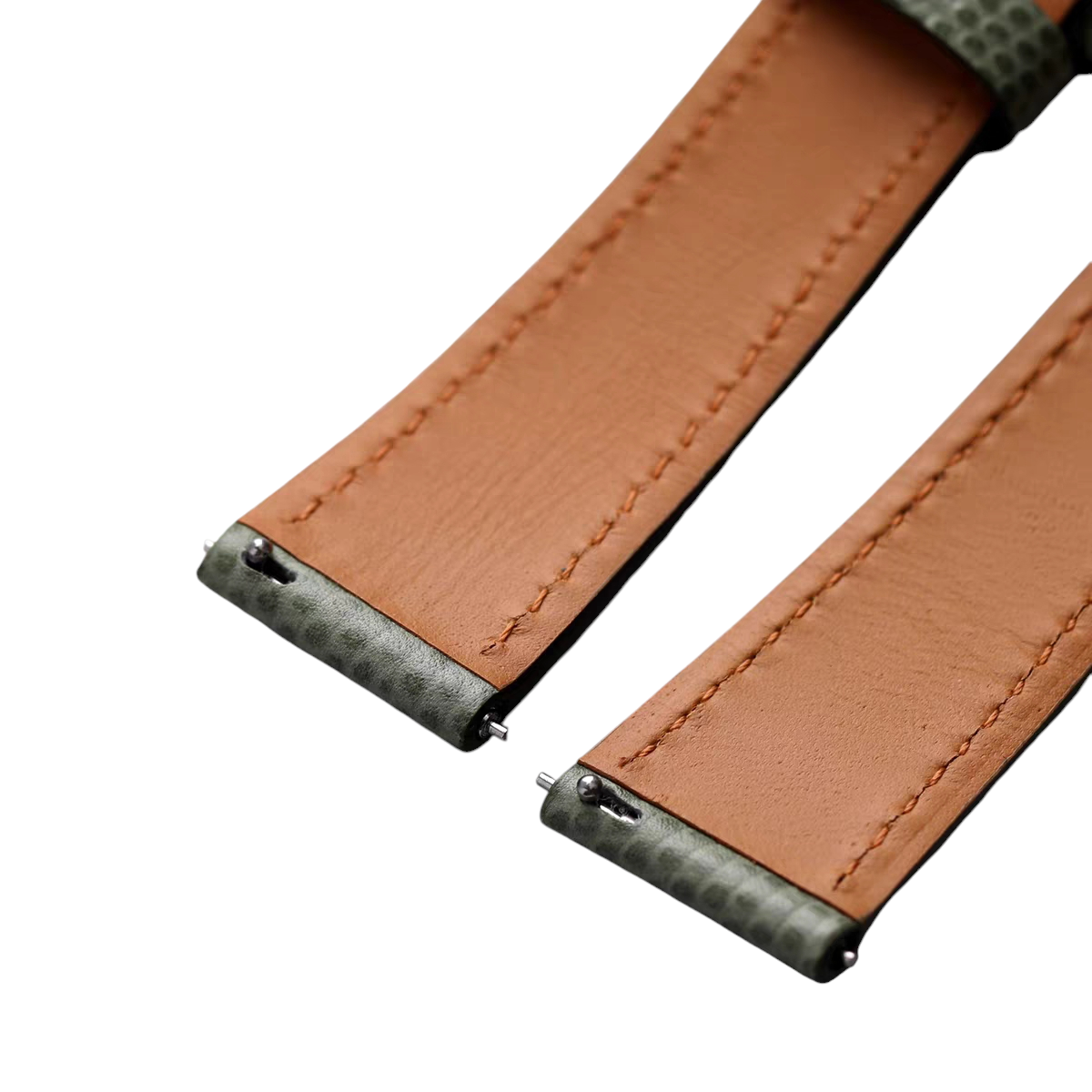 Handmade Lizard-Pattern Luminous Calfskin Watch Strap for Cartier, Patek Philippe, Rolex - Olive Green Dress Series - 18mm 20mm 22mm 24mm - Aethelgard