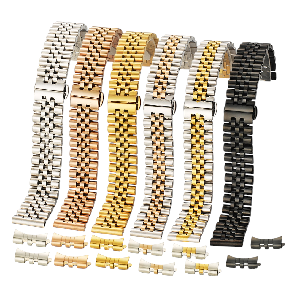 White Smoke Replacement Strap for Rolex-Style 2025 New Datejust 5-Link Bull-Ring Series - Solid Precision Link Stainless Steel - Aethelgard