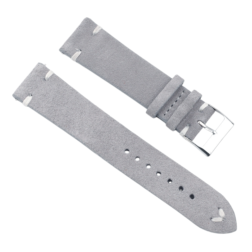 White Smoke Handmade Artisan Hand-Flipped Suede Watch Strap for Rolex, Omega, Seiko, IWC, Tudor, Hamilton, Cartier, Panerai, Patek Philippe, Breitling - Rugged Vintage Texture Series - 18mm 20mm 22mm 24mm 26mm - Aethelgard