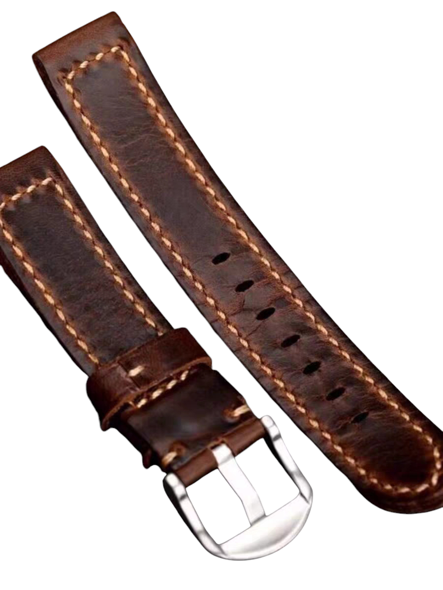 White Smoke Handmade American Horween Chromexcel Brown Watch Strap for IWC, Panerai, Hamilton, Seiko - Heritage Pull-Up Series - 18mm 20mm 22mm 24mm - Aethelgard