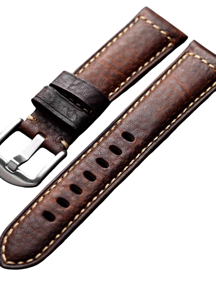 White Smoke Handmade Italian Heritage Full-Grain Leather Watch Strap for Rolex, Omega, IWC, Tudor - Vintage Artisan Series - 18mm 20mm 22mm 24mm - Aethelgard