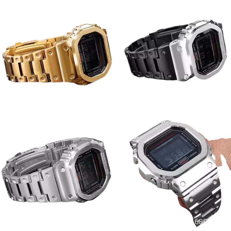 Replacement Strap for Casio G-SHOCK GM-5600 DW5600-5610 Series - Solid Link Stainless Steel Mod Kit - Aethelgard Atelier