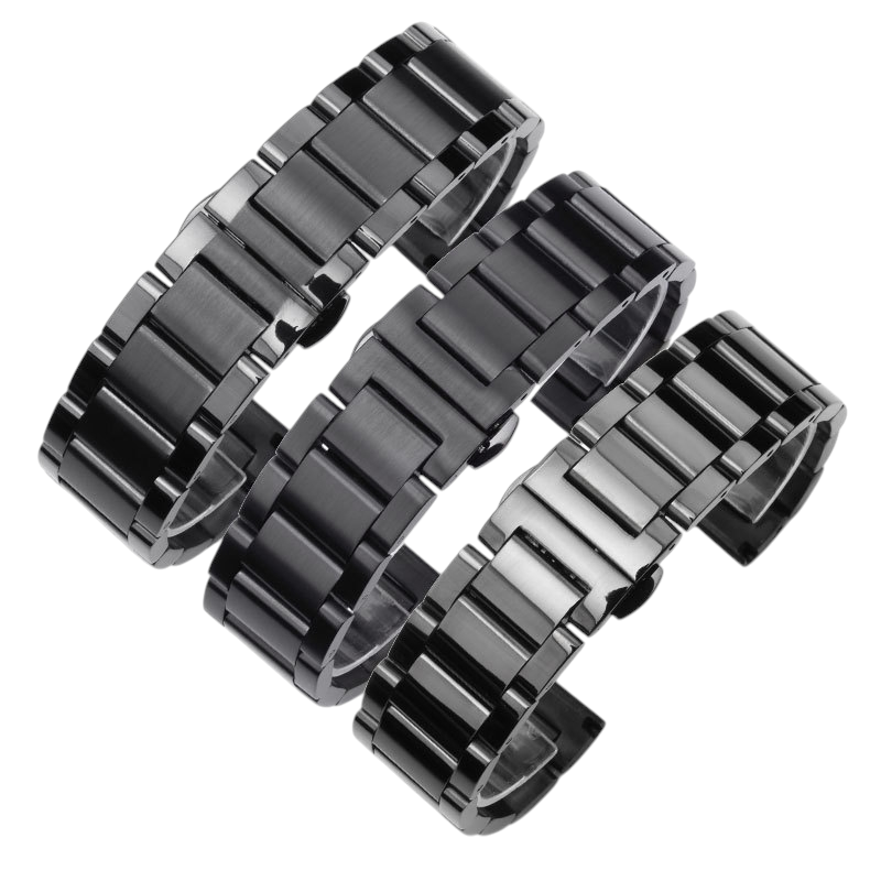 White Smoke Replacement Strap for Montblanc Star - Heritage - Tradition Series Universal - Solid Brushed Triple-Link Stainless Steel - Aethelgard
