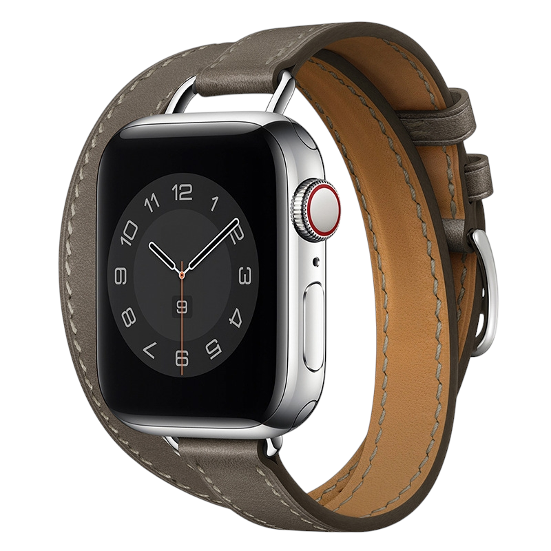 Luxury Slim Leather Double Tour - Hermès Style for Apple Watch Series 11/10