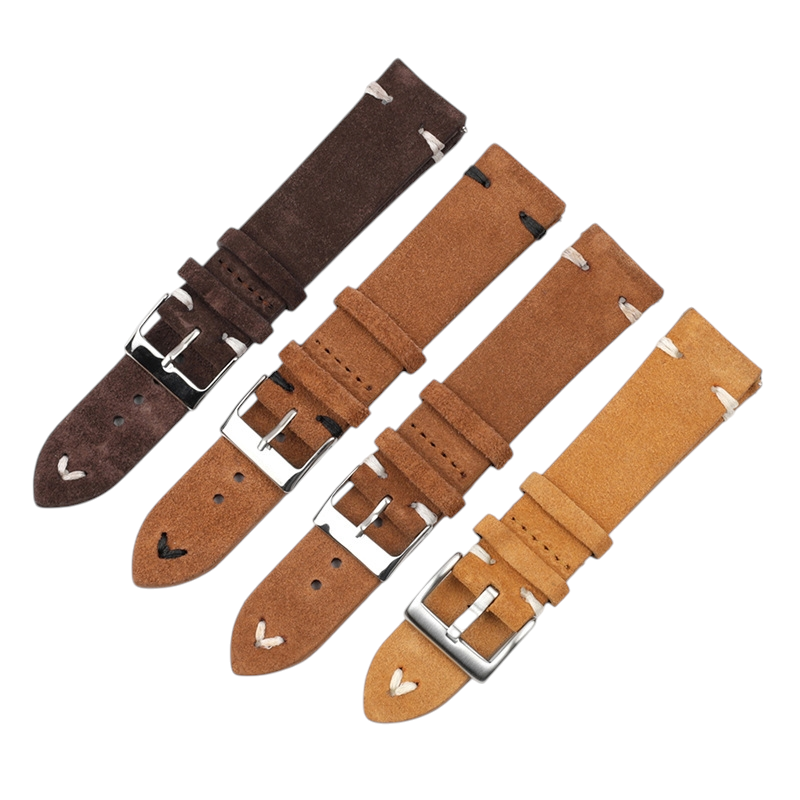 White Smoke Handmade Premium Brown Suede Strap for Rolex, Omega, Seiko, IWC, Tudor, Hamilton, Cartier, Panerai, Breitling, Patek Philippe - Modern Quick-Release Series - 18mm 20mm 22mm 24mm - Aethelgard