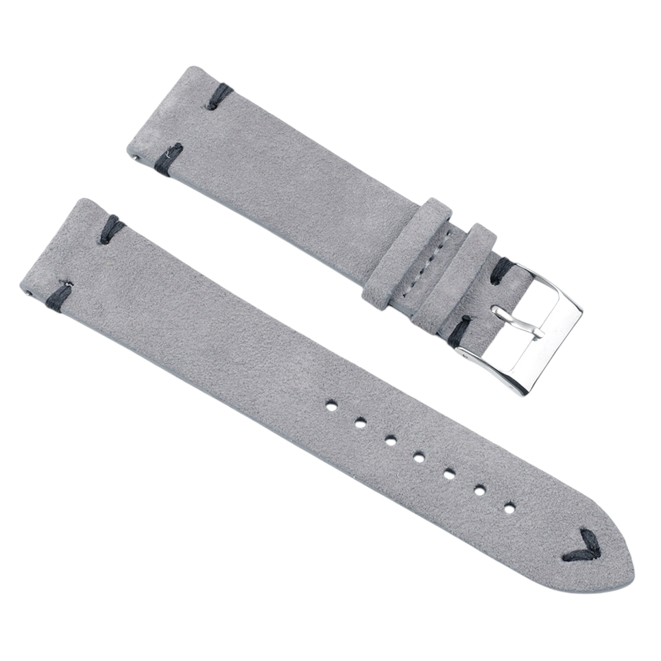 White Smoke Handmade Artisan Hand-Flipped Suede Watch Strap for Rolex, Omega, Seiko, IWC, Tudor, Hamilton, Cartier, Panerai, Patek Philippe, Breitling - Rugged Vintage Texture Series - 18mm 20mm 22mm 24mm 26mm - Aethelgard