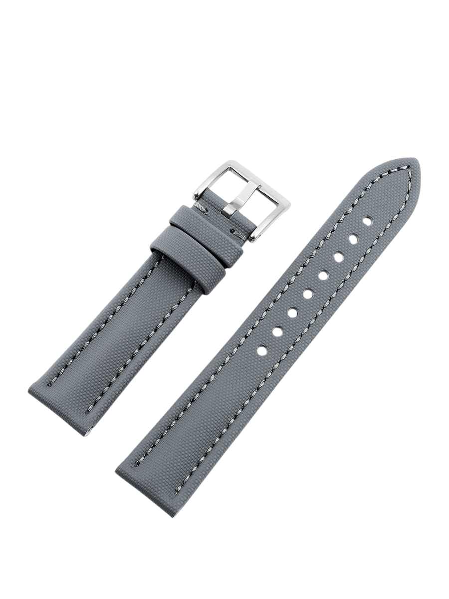 White Smoke Handmade Oxford Textile & Leather Hybrid Strap for Rolex, Omega, Seiko, IWC, Tudor, Hamilton, Cartier, Panerai, Breitling, Patek Philippe - MoonSwatch - Blancpain Tactical Style - 18mm 20mm 22mm 24mm - Aethelgard