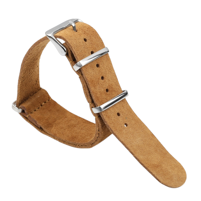 White Smoke Handmade Rugged Field Suede Strap for Rolex, Omega, Seiko, IWC, Tudor, Hamilton, Cartier, Panerai, Breitling, Patek Philippe - Military-Spec Single-Pass Long Band - 18mm 20mm 22mm 24mm - Aethelgard