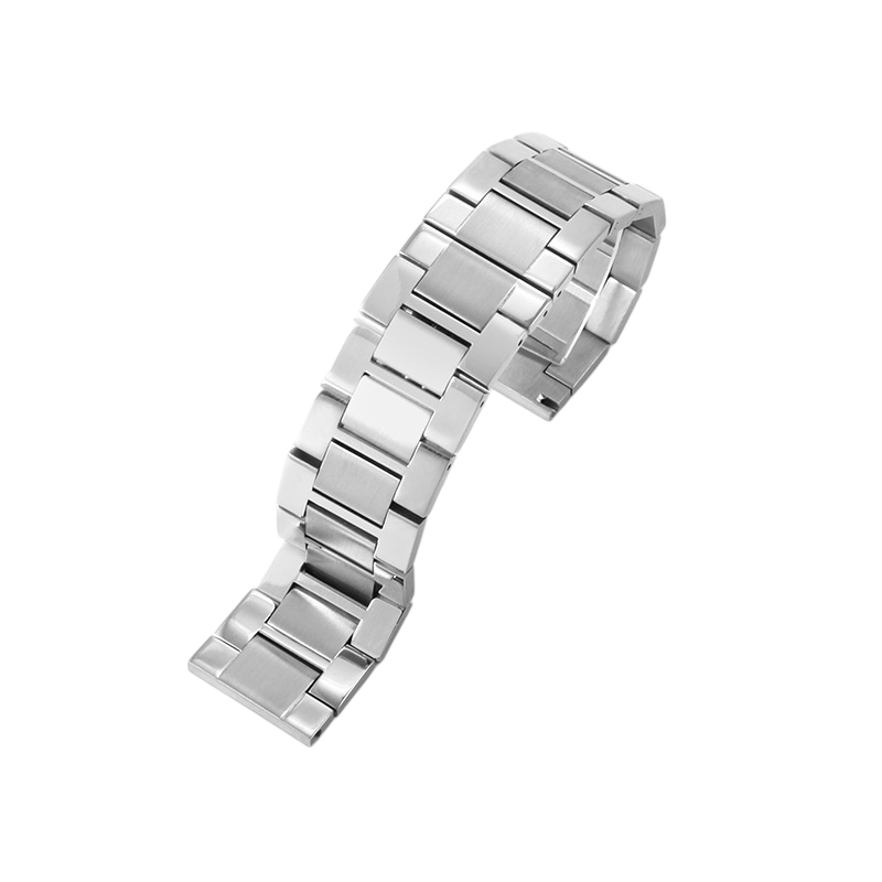 White Smoke Replacement Strap for Cartier Tank Solo - Ronde - London Series 16mm-23mm - Polished Solid Stainless Steel - Aethelgard Atelier