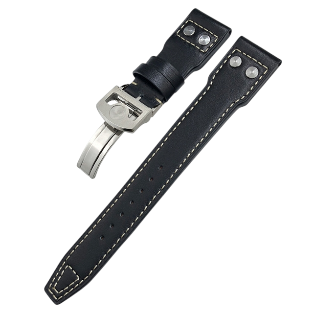 White Smoke Replacement Strap for IWC Big Pilot Series - Riveted Heritage Edition - Full-Grain Thick Bovine Leather - Aethelgard Atelier