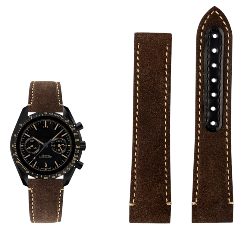 White Smoke Replacement Strap for Omega Speedmaster Dark Side of the Moon - Frosted Matte Heritage Genuine Leather - Aethelgard Atelier