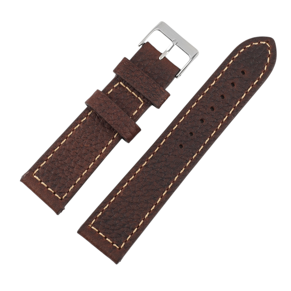 White Smoke Handmade Heritage Lychee Grain Coffee Watch Strap for Rolex, Omega, Panerai, IWC, Tudor, Seiko, Hamilton, Patek Philippe, Breitling, Citizen - Traditional Hand-Stitched Series - 18mm 20mm 22mm 24mm - Aethelgard