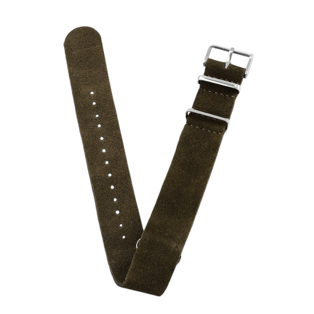 White Smoke Handmade Rugged Field Suede Strap for Rolex, Omega, Seiko, IWC, Tudor, Hamilton, Cartier, Panerai, Breitling, Patek Philippe - Military-Spec Single-Pass Long Band - 18mm 20mm 22mm 24mm - Aethelgard