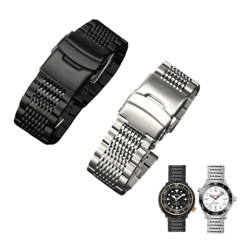 White Smoke Replacement Strap for Universal Citizen - Tissot - IWC - Seiko - Omega Steel - Industrial Solid 316L Stainless Steel - Aethelgard Atelier