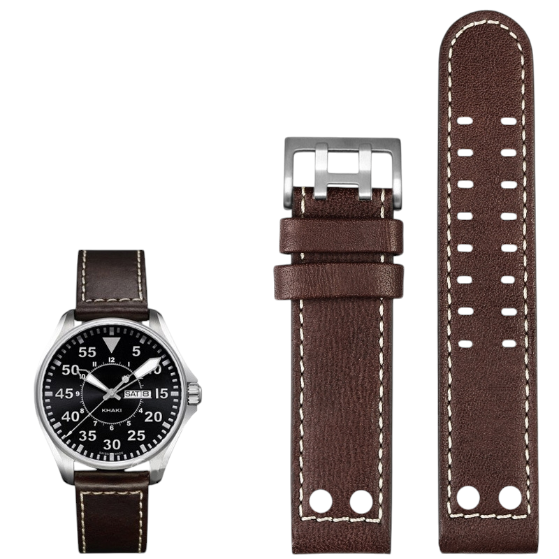 White Smoke Replacement Strap for Hamilton Khaki Aviation - Khaki Field Series - Artisan Italian Full-Grain Leather - Aethelgard Atelier