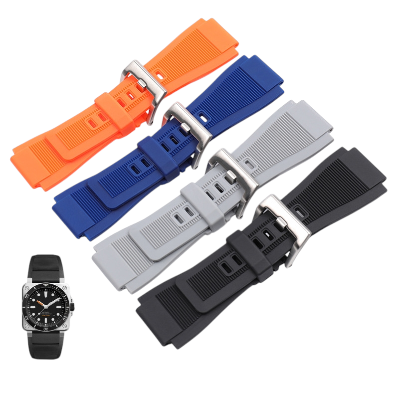 White Smoke Replacement Strap for Bell & Ross BR01 - BR03 Aviation Series - Outdoor Heavy-Duty Sport Rubber - Aethelgard Atelier