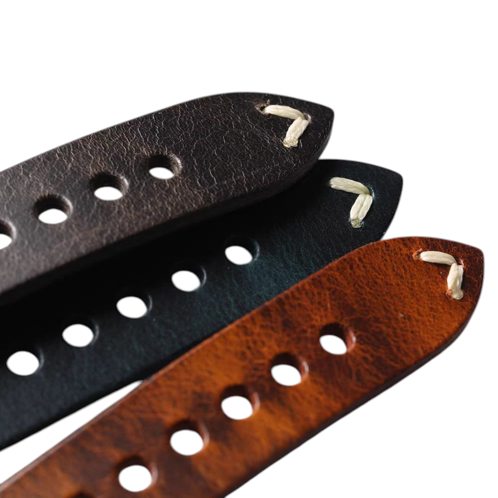 Handmade Italian Fold-over Waxed Leather Watch Strap for Rolex Submariner, Seiko, Omega - Submariner Vintage Series - 18mm 20mm 22mm 24mm - Aethelgard