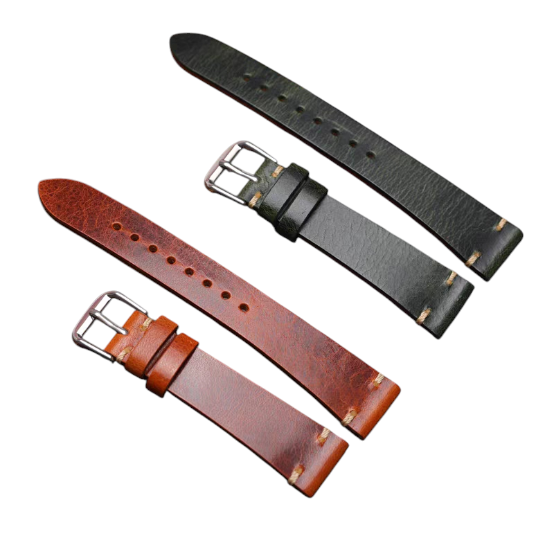 Handmade Horween Ultra-Thin Heritage Leather Watch Strap for Grand Seiko, Rolex, Patek Philippe - Vintage Grand Seiko Edition - 18mm 20mm 22mm 24mm - Aethelgard