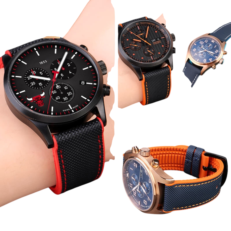 White Smoke Replacement Strap for Universal Tissot-Mido-Omega-Seiko Modern Sports - Tactical Nylon and Rubber Performance Hybrid - Aethelgard