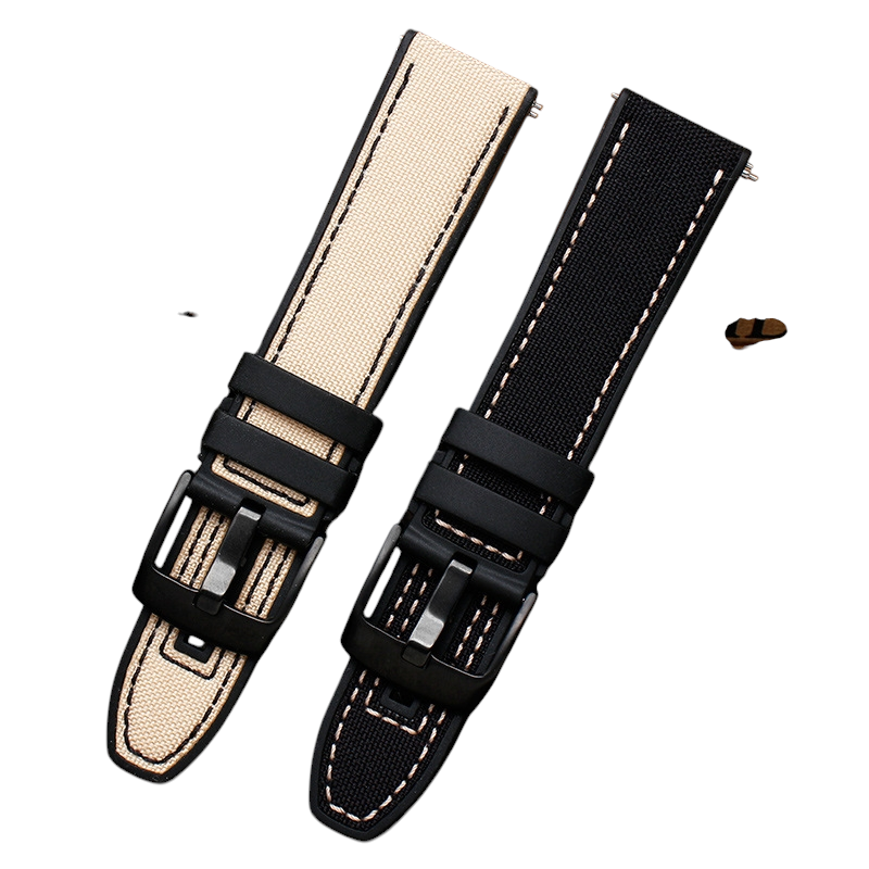 White Smoke Replacement Strap for Mido Multifort M038.431.A - Tactical Canvas and Silicone Hybrid - Aethelgard