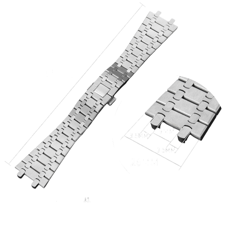 White Smoke Replacement Steel Strap for Audemars Piguet Royal Oak 41MM 15400-15500 Polished - Mirror-Finished 316L Solid Steel - Aethelgard Atelier