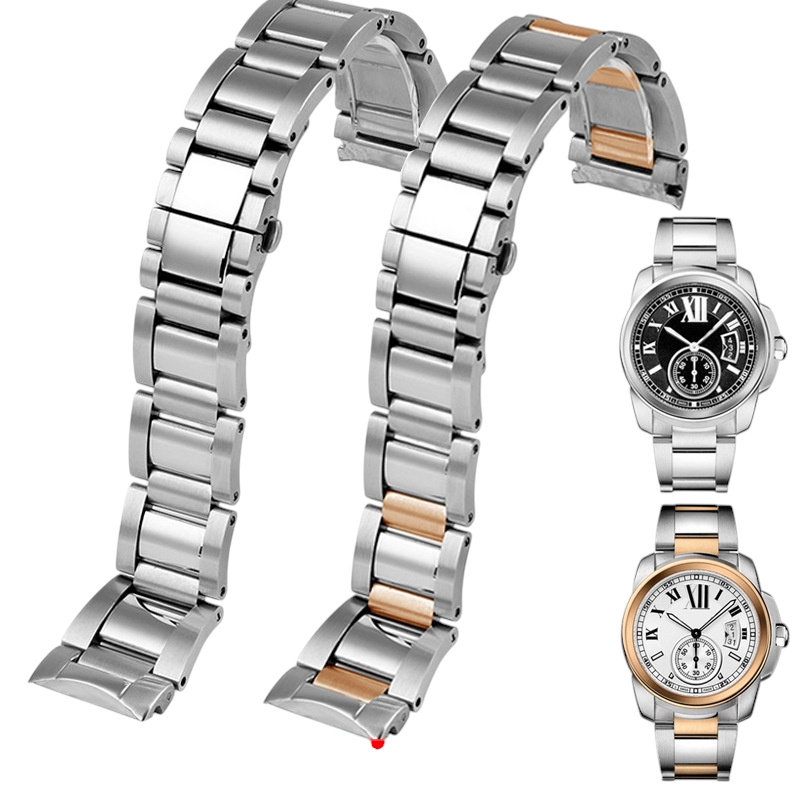 White Smoke Replacement Strap for Cartier Calibre de Cartier W7100037-W7100041 - Integrated Arc-Mouth 316L Stainless Steel - Aethelgard Atelier