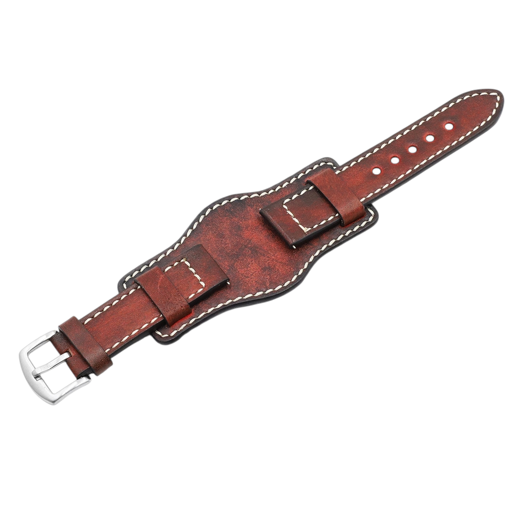 White Smoke Handmade Aged Timeworn Rub-Color BUND Strap for Rolex, Omega, Seiko, IWC, Tudor, Hamilton, Cartier, Panerai, Breitling, Patek Philippe - Wabi-Sabi Heritage Artisan Series - 18mm 20mm 22mm 24mm - Aethelgard