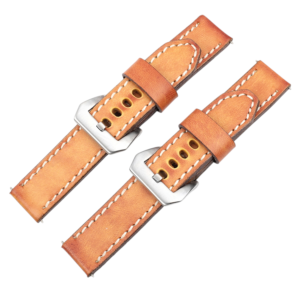 Handmade Earth-Yellow Rub-Color Oil Skin Watch Strap for Rolex, Omega, Seiko, IWC, Tudor, Hamilton, Cartier, Panerai, Patek Philippe, Breitling - Rugged Tanning Artisan Series - 18mm 20mm 22mm 24mm 26mm - Aethelgard