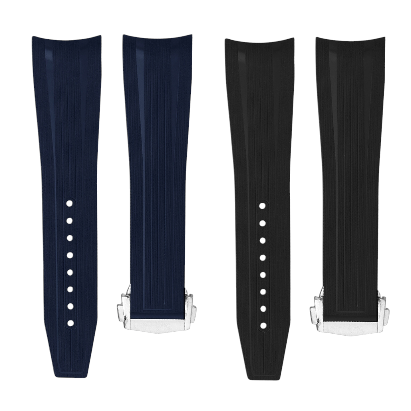 White Smoke Replacement Strap for Longines Conquest GMT L3.970-L3.890 - Curved-End High-Density FKM Rubber - Aethelgard