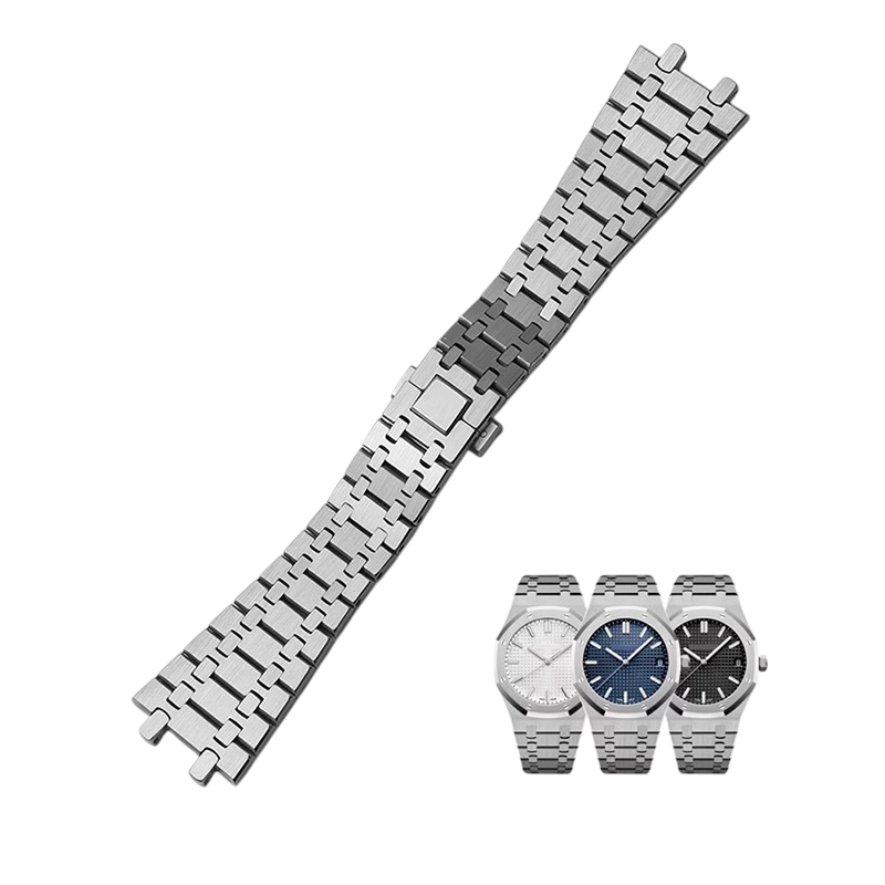 White Smoke Replacement Steel Strap for Audemars Piguet Royal Oak 15400-15500 Brushed Edition - Solid 316L Stainless Steel - Aethelgard Atelier