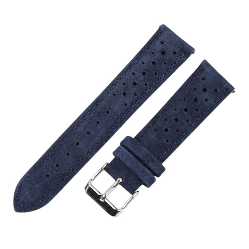 White Smoke Handmade Perforated GT Racing Suede Strap for Rolex, Omega, Seiko, IWC, Tudor, Hamilton, Cartier, Panerai, Breitling, Patek Philippe - Breathable High-Speed Sport Series - 18mm 20mm 22mm 24mm - Aethelgard