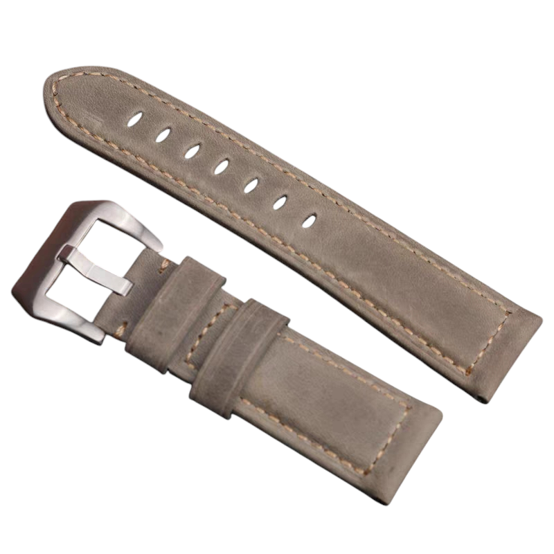 Handmade Handmade Matte Grey Heritage Leather Watch Strap for Panerai, IWC, Seiko, Rolex - Artisan Slate Series - 18mm 20mm 22mm 24mm - Aethelgard