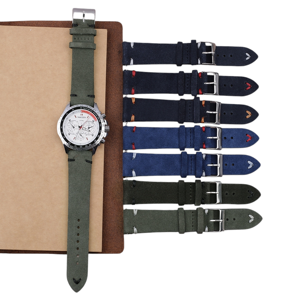 White Smoke Handmade Hand-Stitched Double-Layer Suede Watch Strap for Rolex, Omega, Seiko, IWC, Tudor, Hamilton, Cartier, Panerai, Patek Philippe, Breitling - Vintage Quick-Release Series - 18mm 20mm 22mm 24mm 26mm - Aethelgard