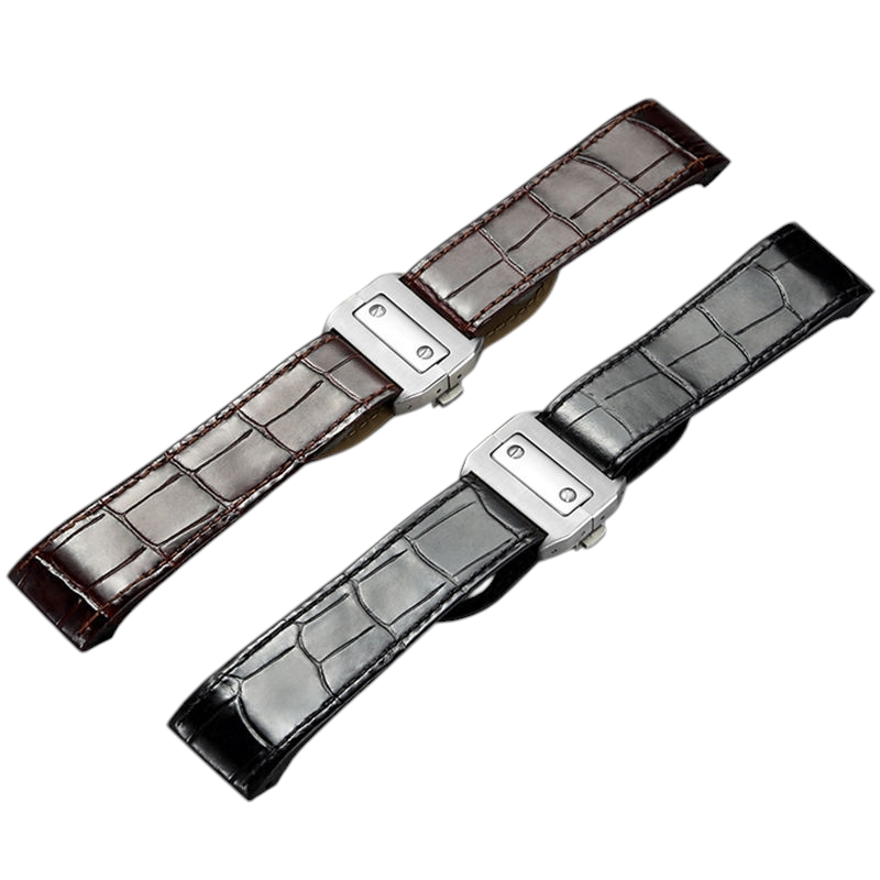 White Smoke Replacement Strap for Cartier Santos WSSA Series | Genuine Calfskin Leather | Aethelgard Atelier