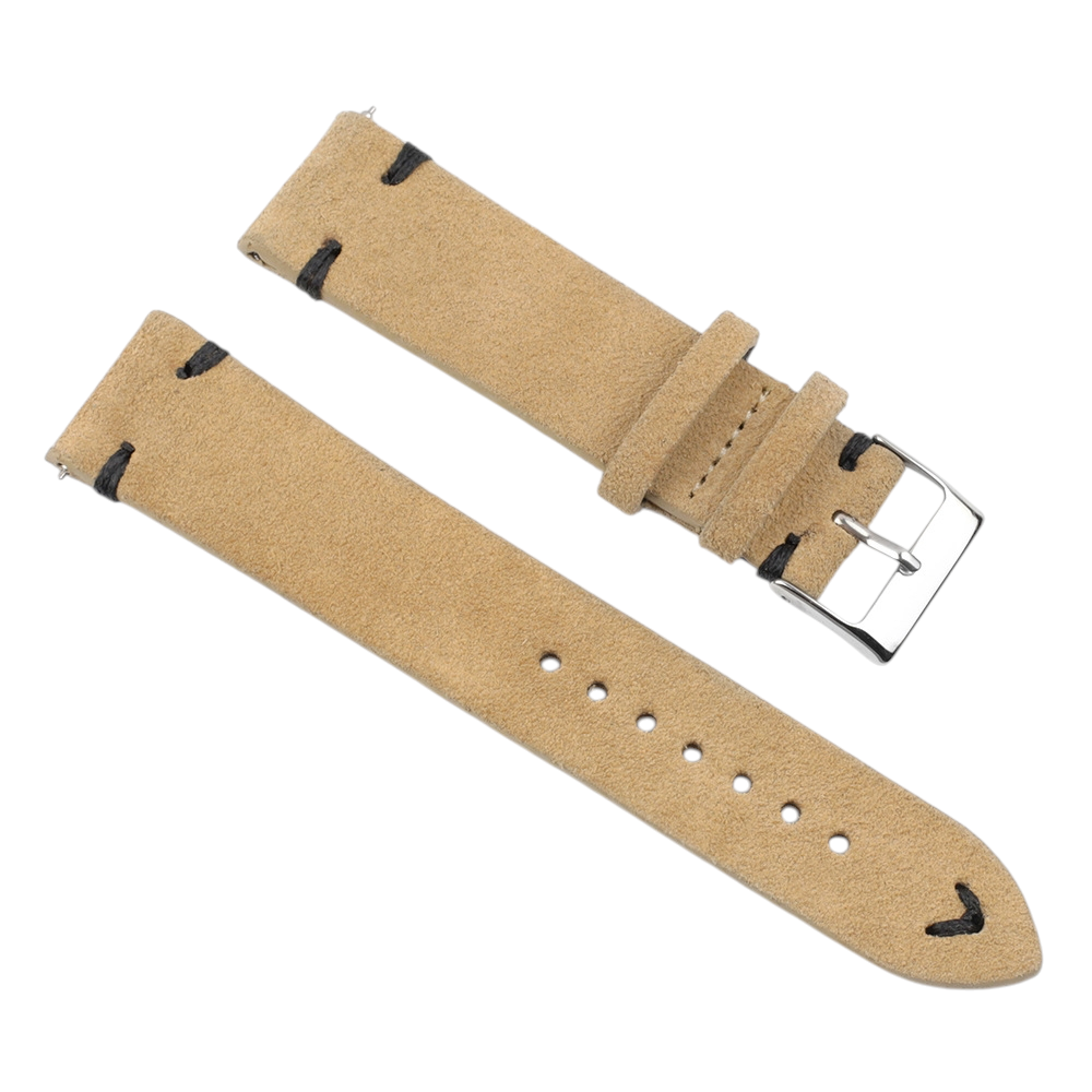 White Smoke Handmade Artisan Hand-Flipped Suede Watch Strap for Rolex, Omega, Seiko, IWC, Tudor, Hamilton, Cartier, Panerai, Patek Philippe, Breitling - Rugged Vintage Texture Series - 18mm 20mm 22mm 24mm 26mm - Aethelgard