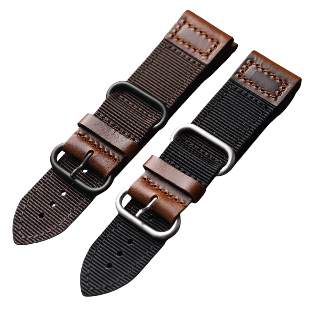 Handmade Nylon-Hybrid Waterproof Leather Watch Strap for Seiko, Tudor, IWC, Hamilton - Tactical Performance Series - 18mm 20mm 22mm 24mm - Aethelgard