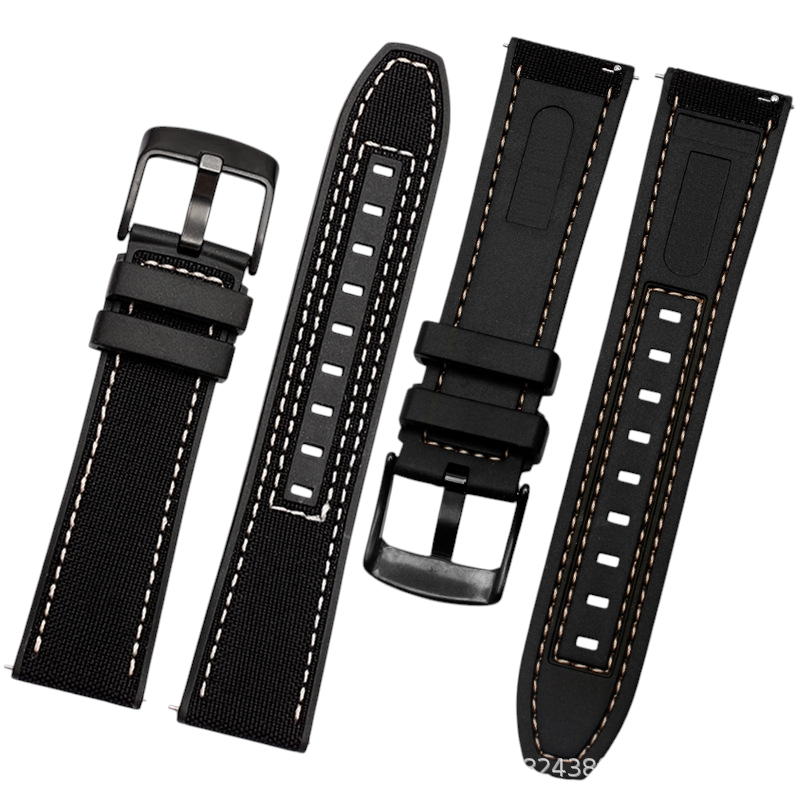White Smoke Replacement Strap for Mido Multifort M038.431.A - Tactical Canvas and Silicone Hybrid - Aethelgard