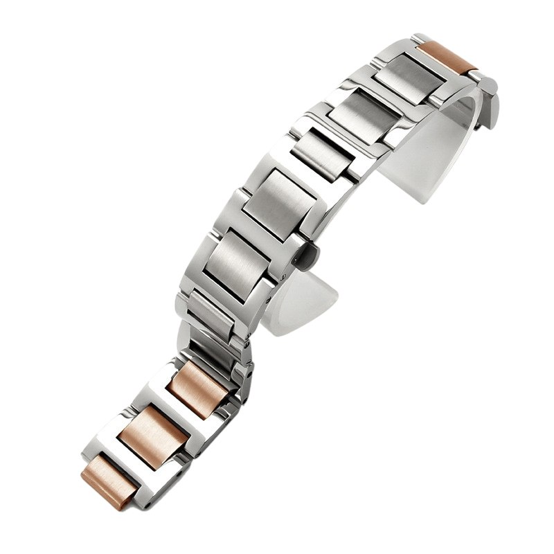 White Smoke Replacement Strap for Cartier Ballon Bleu Series - Steel Edition - Solid Notched Surgical Grade Stainless Steel - Aethelgard Atelier
