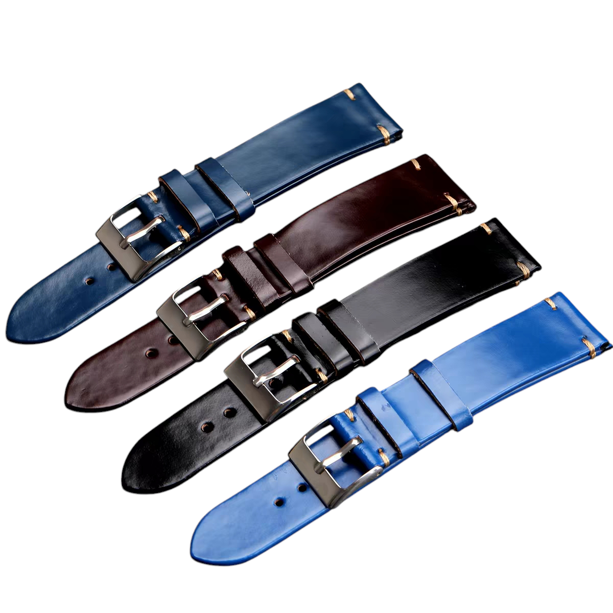 White Smoke Handmade Premium Shinki Shell Cordovan Watch Strap for Rolex, Omega, Panerai, IWC, Tudor, Seiko, Hamilton, Patek Philippe, Breitling, Citizen - Diamond Leather Ultra-Thin Series - 18mm 20mm 22mm 24mm - Aethelgard