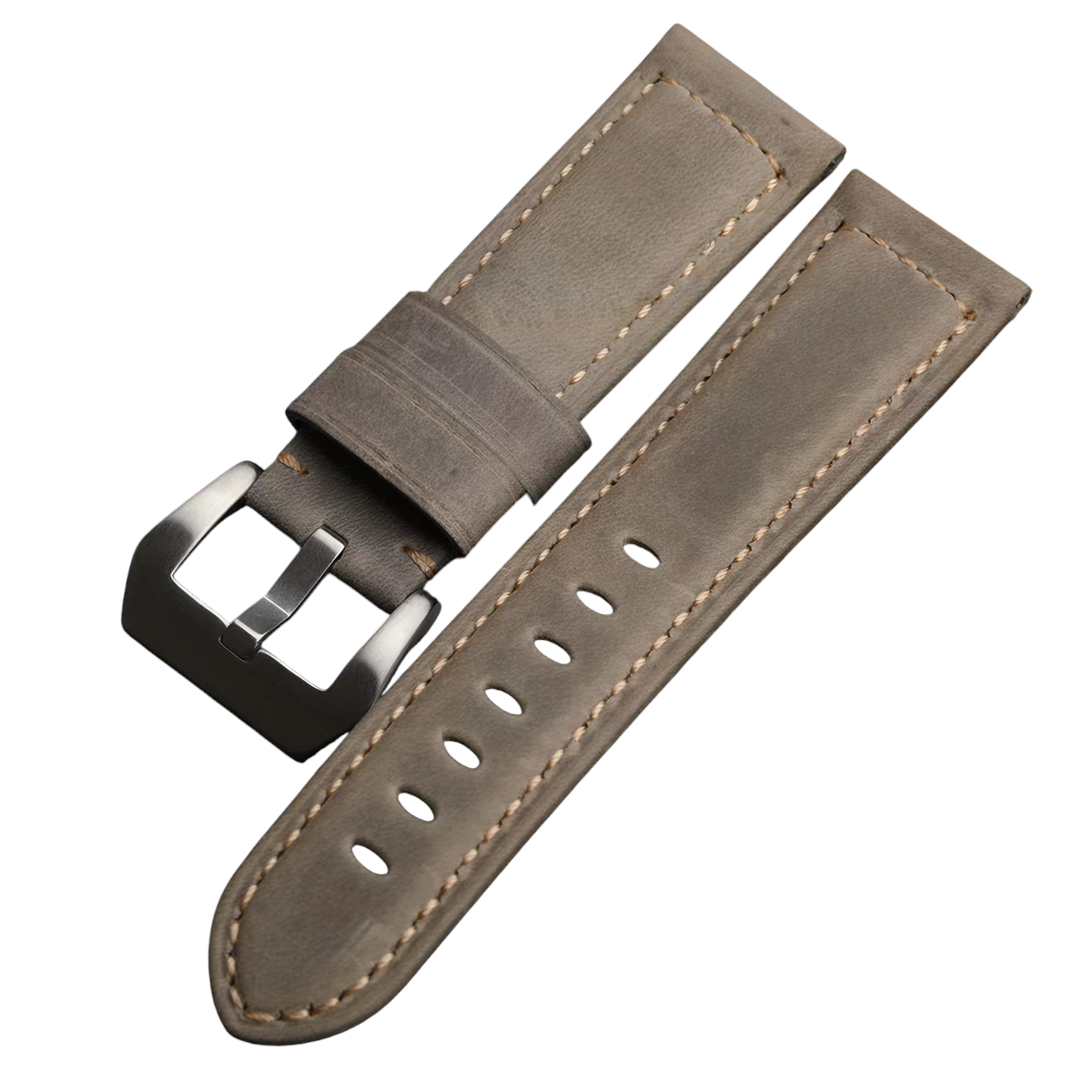Handmade Handmade Matte Grey Heritage Leather Watch Strap for Panerai, IWC, Seiko, Rolex - Artisan Slate Series - 18mm 20mm 22mm 24mm - Aethelgard