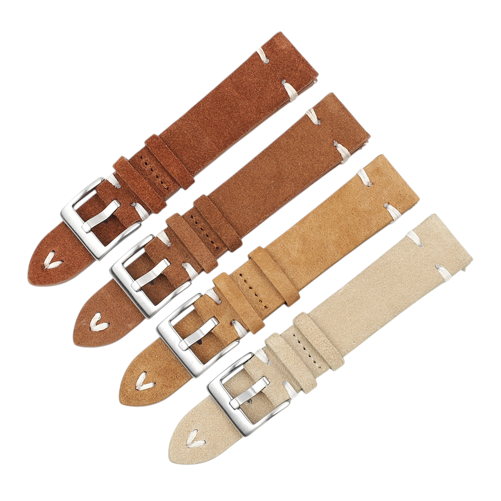 White Smoke Handmade Retro Nappa Flip Suede Strap for Rolex, Omega, Seiko, IWC, Tudor, Hamilton, Cartier, Panerai, Breitling, Patek Philippe - Vintage Revival Hand-Finished Series - 18mm 20mm 22mm 24mm - Aethelgard