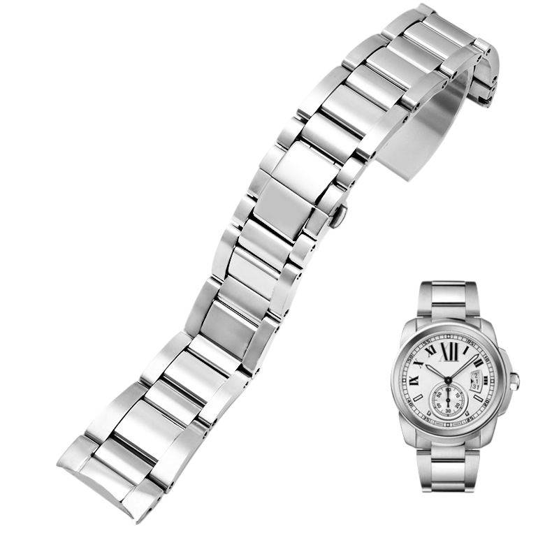 White Smoke Replacement Steel Strap for Cartier Calibre de Cartier W71000 Series - Premium Solid 316L Stainless Steel - Aethelgard