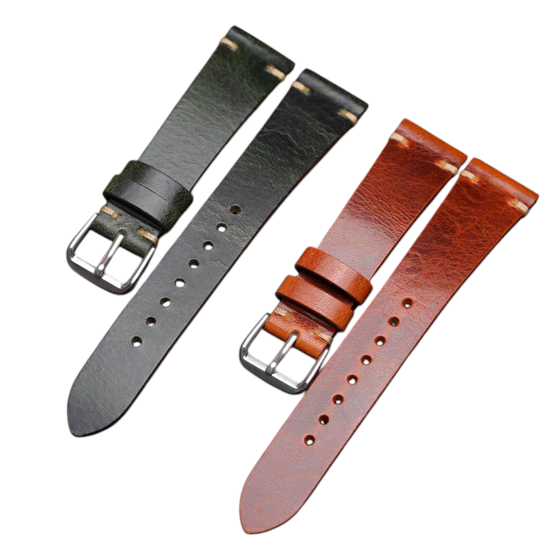 Handmade Horween Ultra-Thin Heritage Leather Watch Strap for Grand Seiko, Rolex, Patek Philippe - Vintage Grand Seiko Edition - 18mm 20mm 22mm 24mm - Aethelgard