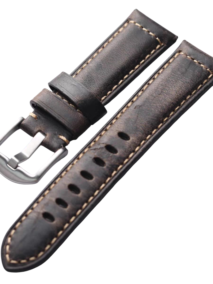 White Smoke Handmade Italian Heritage Full-Grain Leather Watch Strap for Rolex, Omega, IWC, Tudor - Vintage Artisan Series - 18mm 20mm 22mm 24mm - Aethelgard