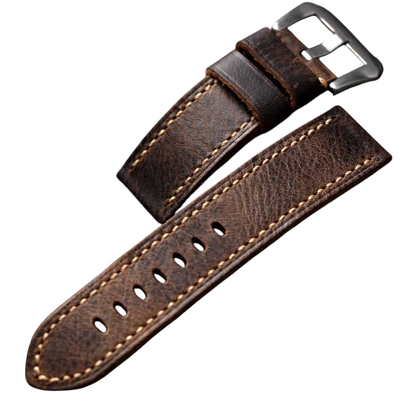 White Smoke Handmade Deep-Tone Crazy Horse Color-Shift Watch Strap for Rolex, Omega, Panerai, IWC, Tudor, Seiko, Hamilton, Patek Philippe, Breitling, Citizen - Chameleon Patina Series - 18mm 20mm 22mm 24mm - Aethelgard