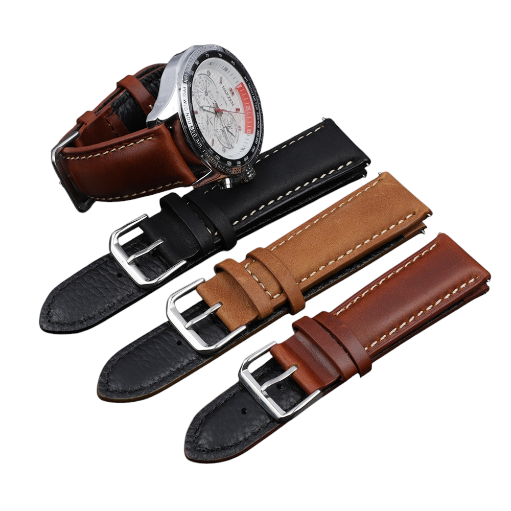 Handmade Mature Oil-Wax Pull-Up Watch Strap for Rolex, Omega, Seiko, IWC, Tudor, Hamilton, Cartier, Panerai, Patek Philippe, Breitling - Executive Deep-Brown Patina Series - 18mm 20mm 22mm 24mm 26mm - Aethelgard