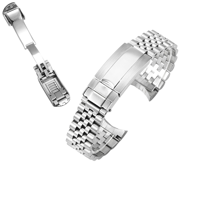 White Smoke Replacement Strap for Rolex Datejust - GMT-Master II Jubilee Series - Solid 316L Jubilee-Style Stainless Steel - Aethelgard Atelier