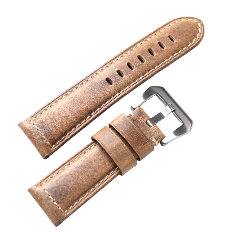 White Smoke Handmade German Heritage Full-Grain Watch Strap for Rolex, Omega, Panerai, IWC, Tudor, Seiko, Hamilton, Patek Philippe, Breitling, Citizen - Teutonic Engineering Artisan Series - 18mm 20mm 22mm 24mm - Aethelgard